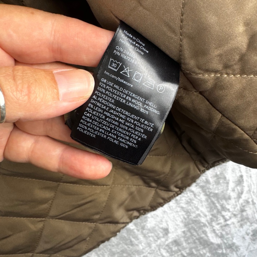 H&M Shirt Jacket Womens Small Brown Herringbone Quilted Lined Shacket (1779) - Picture 5 of 12